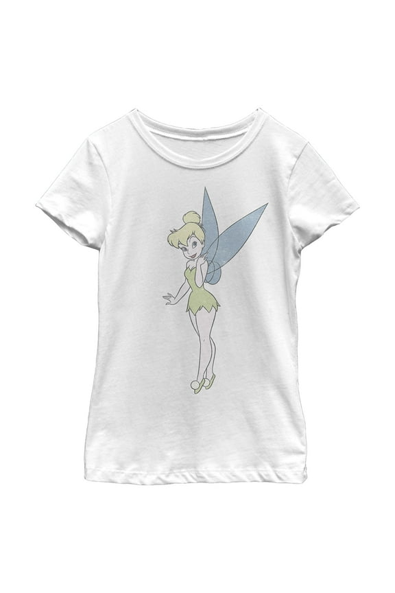 Girl's Peter Pan Tinker Bell Classic Portrait  Graphic Tee White Large