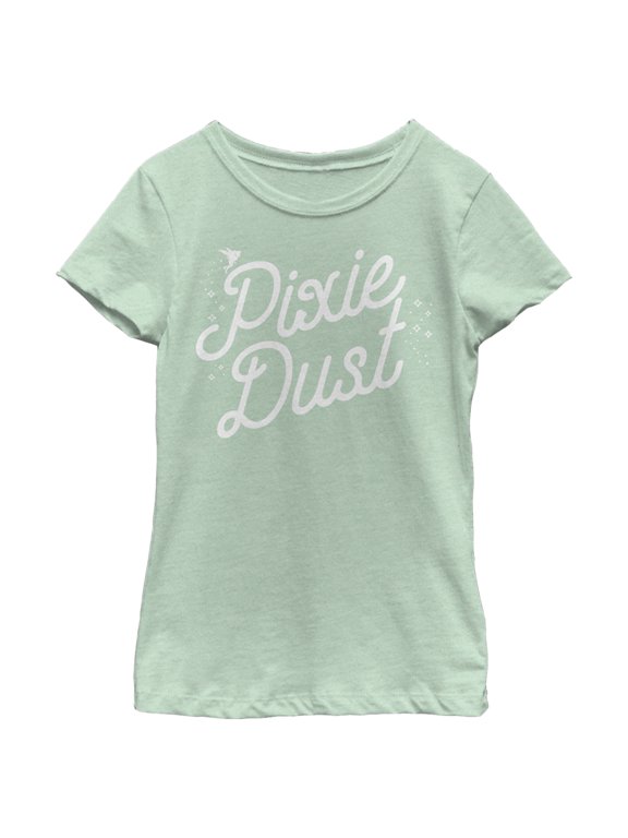 Girl's Peter Pan Tinker Bell Pixie Dust Graphic Tee Mint Large