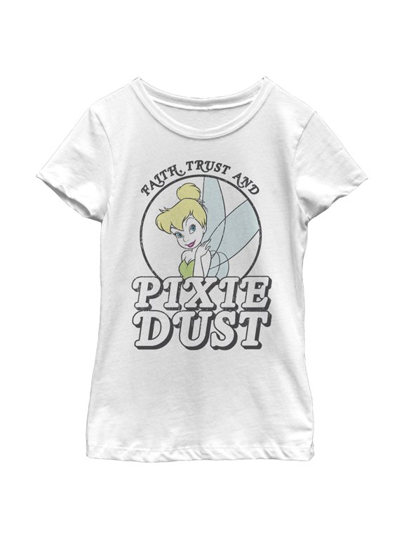 Girl's Peter Pan Tinker Bell Pixie Dust Graphic Tee White X Large