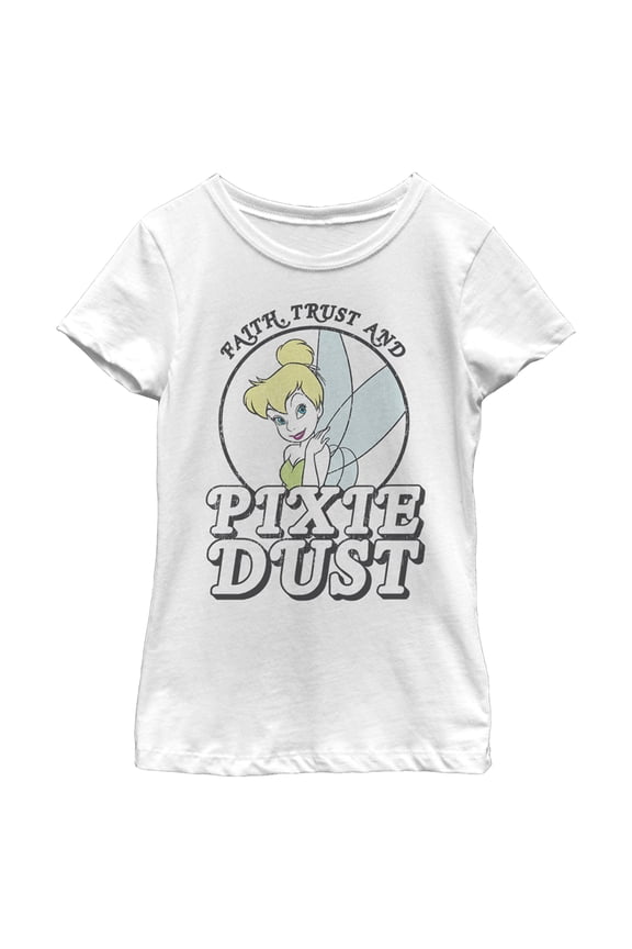 Girl's Peter Pan Tinker Bell Pixie Dust Graphic Tee White X Large
