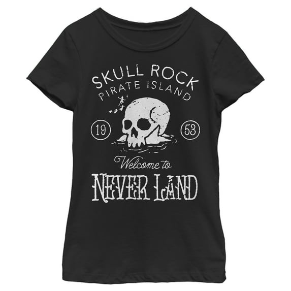 Girl's Peter Pan Welcome to Pirate Island Graphic Tee Black X Large