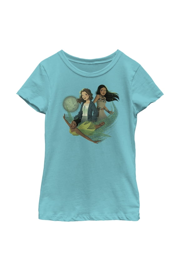 Girl's Peter Pan & Wendy Girls Animated Graphic Tee Tahiti Blue Medium