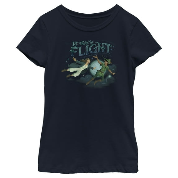 Girl's Peter Pan & Wendy Let There be Flight Graphic Tee Navy Blue X Large
