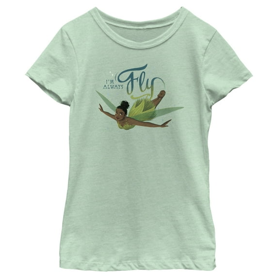 Girl's Peter Pan & Wendy Tinker Bell I'm Always Fly Graphic Tee Mint Large
