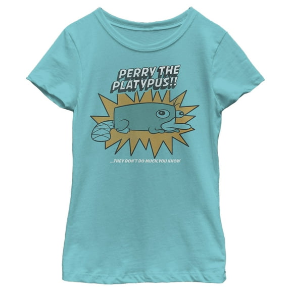 Girl's Phineas & Ferb Phineas and Ferb Perry Doesn't Do Much  Graphic Tee Tahiti Blue X Small