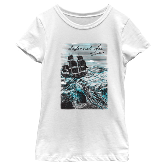 Girl's Pirates of the Caribbean: Curse of the Black Pearl Infernal Sea  Graphic Tee White Large