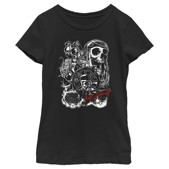 Girl's Pirates of the Caribbean: Curse of the Black Pearl Jack Sparrow Icons  Graphic Tee Black Small