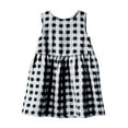 thumbnail image 1 of Girl's Plaid Linen Dress Pleated Sleeveless Casual Summer Dresses Bow Tie Back Crew Neck Tank Sundress (11 Years, Black), 1 of 7