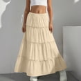 thumbnail image 1 of Girl's Pleated Maxi Skirt with Ruffled Trim Solid Color Casual Elastic High-Waisted A-Line Skirt for Summer, Size 4-15Years, 1 of 8