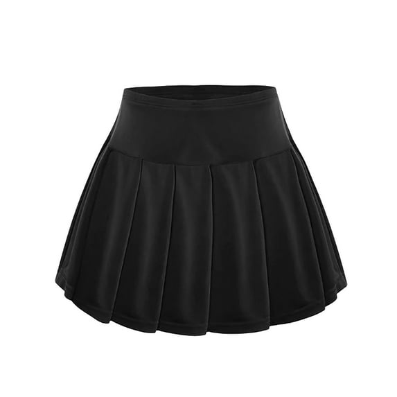 Girl's Pleated Skirt Mini Skater Basic Skirts High Waist Uniform Skirt with Built-in Short Color: Black Size: 13-14 Years