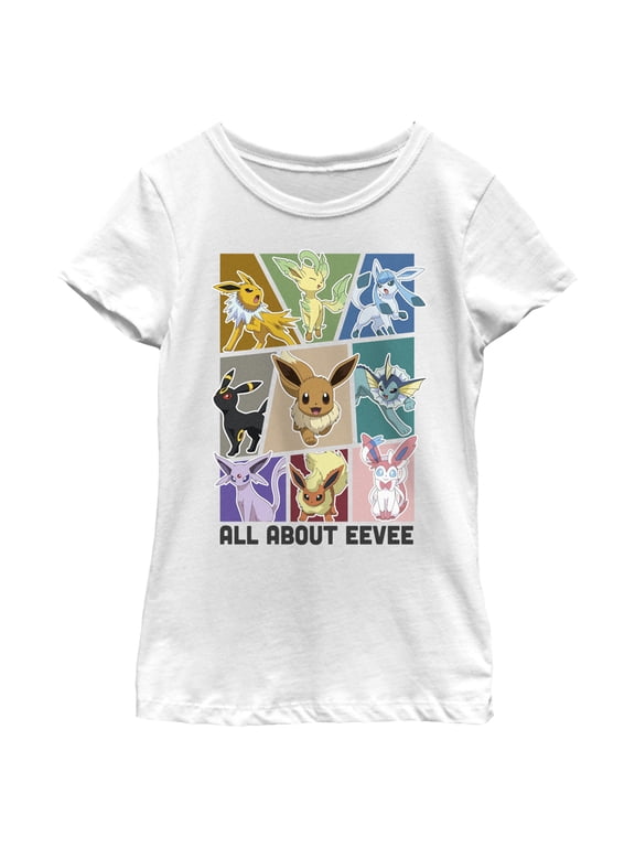 Girl's Pokemon All About Eevee Eeveeloution Graphic Tee White Small