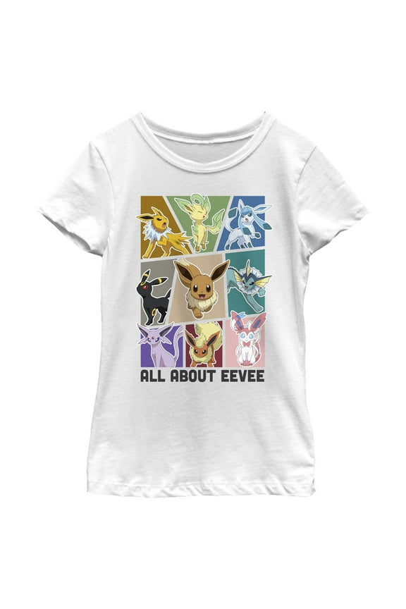 Girl's Pokemon All About Eevee Eeveeloution Graphic Tee White X Large
