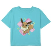 Girls Pokemon Brush Watercolor Eevee Graphic Cropped T-Shirt