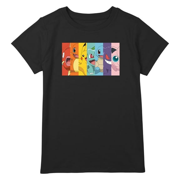 Girl's Pokemon Character Box-up Rainbow  Graphic T-Shirt