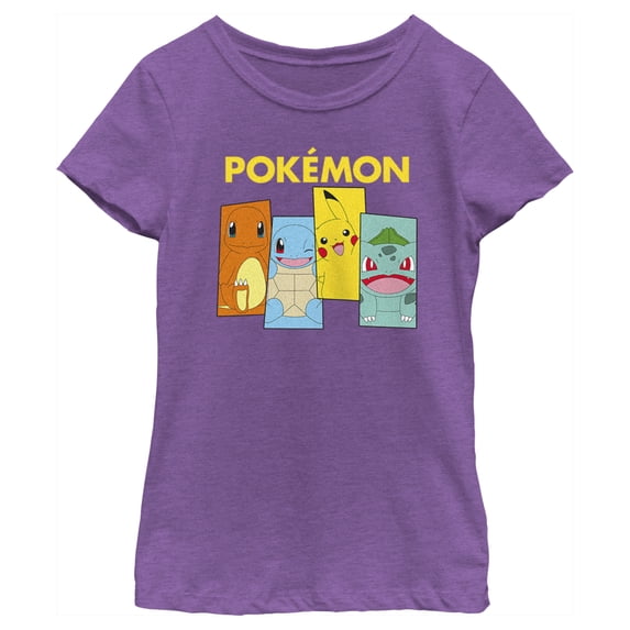 Girl's Pokemon Character Boxes Graphic Tee Purple Berry Small