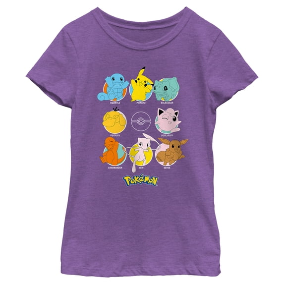 Girl's Pokemon Character Circles Graphic Tee Purple Berry Large