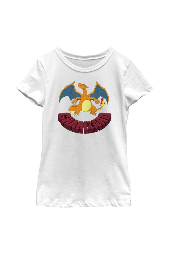 Girl's Pokemon Charizard Portrait Graphic Tee White Large