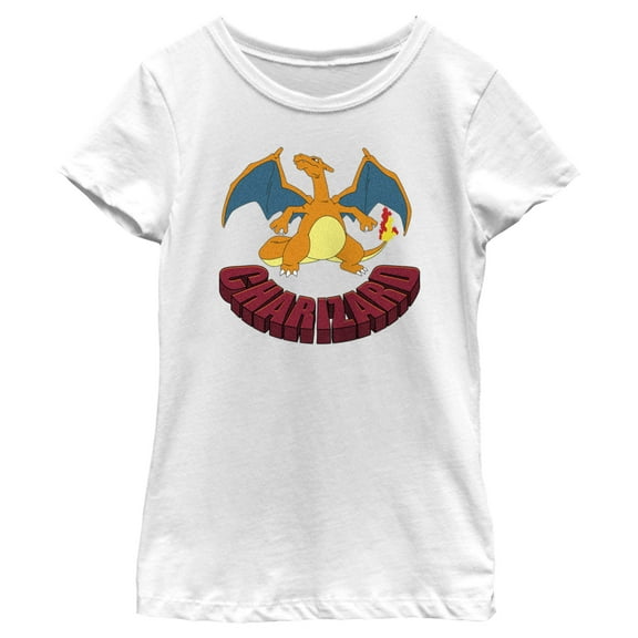 Girl's Pokemon Charizard Portrait Graphic Tee White Small