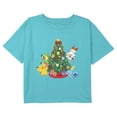 thumbnail image 1 of Girl's Pokemon Christmas Holiday Tree Friends Graphic Cropped T-Shirt Blue Small, 1 of 3
