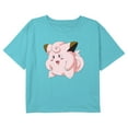 thumbnail image 1 of Girl's Pokemon Clefairy Profile Portrait Graphic Cropped T-Shirt Blue Small, 1 of 3