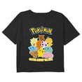 thumbnail image 1 of Girl's Pokemon Colorful Gotta Catch 'Em All Group Graphic Cropped T-Shirt Black X Small, 1 of 3