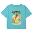 thumbnail image 1 of Girl's Pokemon Colorful Gotta Catch 'Em All Group Graphic Cropped T-Shirt Blue Medium, 1 of 3