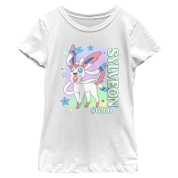 Girl's Pokemon Colorful Sylveon Stars  Graphic T-Shirt