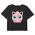 thumbnail image 1 of Girl's Pokemon Cute Jigglypuff Portrait Graphic Cropped T-Shirt Black Small, 1 of 3