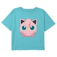 thumbnail image 1 of Girl's Pokemon Cute Jigglypuff Portrait Graphic Cropped T-Shirt Blue Large, 1 of 3