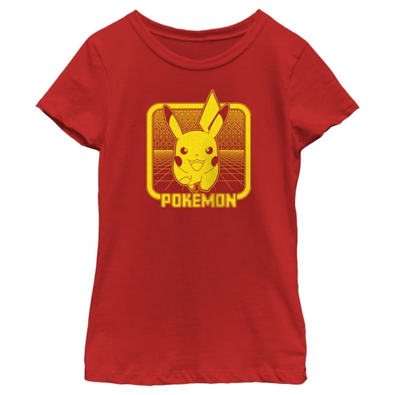 Girl's Pokemon Digital Pikachu Graphic Tee Red X Large
