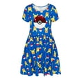 thumbnail image 1 of Girl's Pokemon Dress with Pikachu Sequins for Little and Big Girls, Blue, XL (14/16), 1 of 5