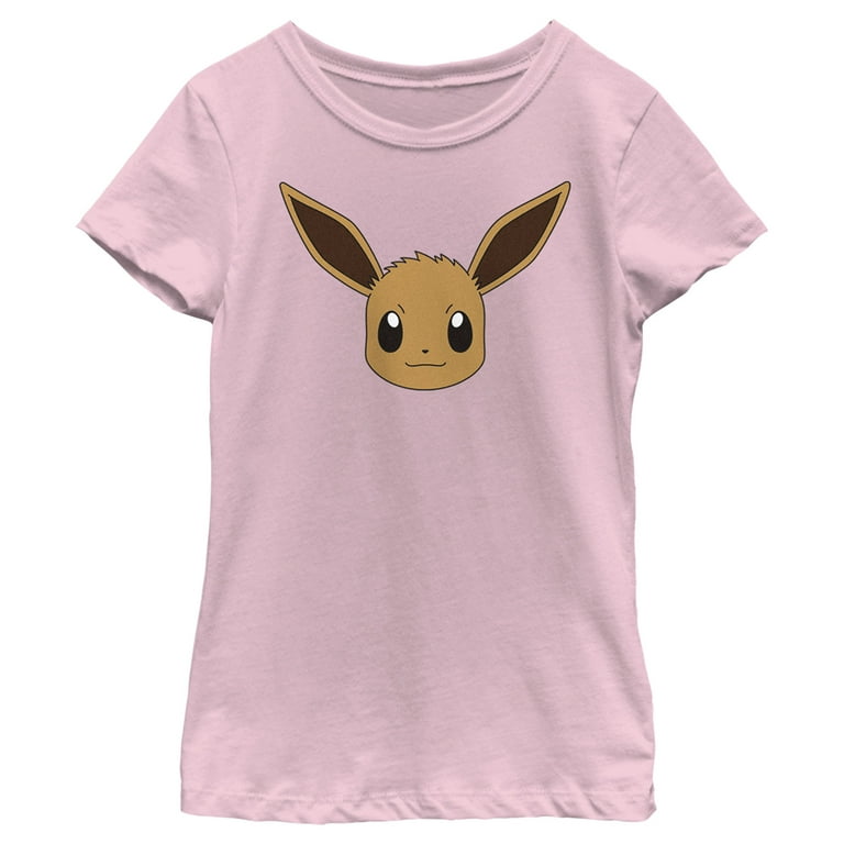 Girl s Pokemon Eevee Face Graphic Tee Light Pink Large Walmart