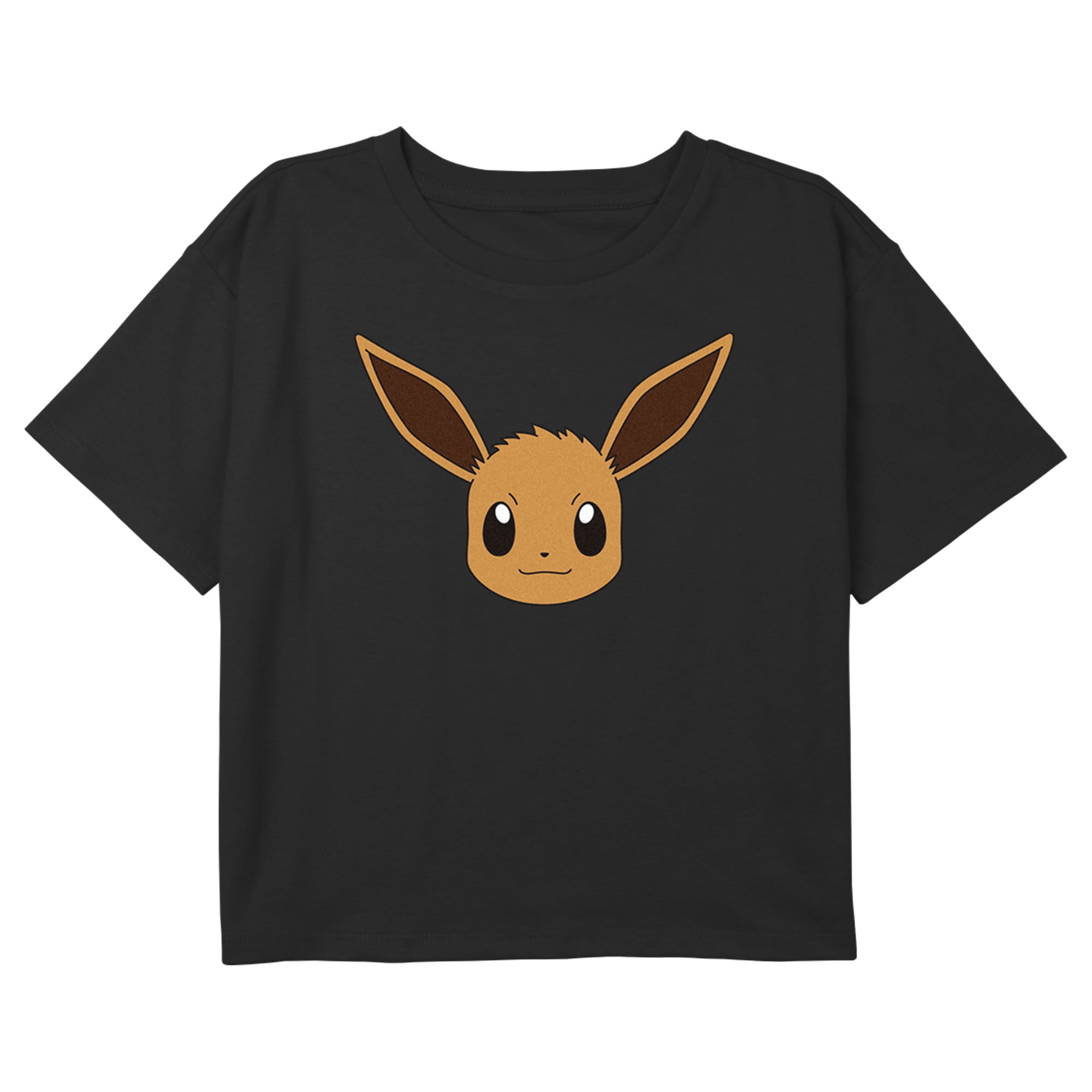 Girl's Pokemon Eevee Face Portrait Graphic Tee Black X Small 