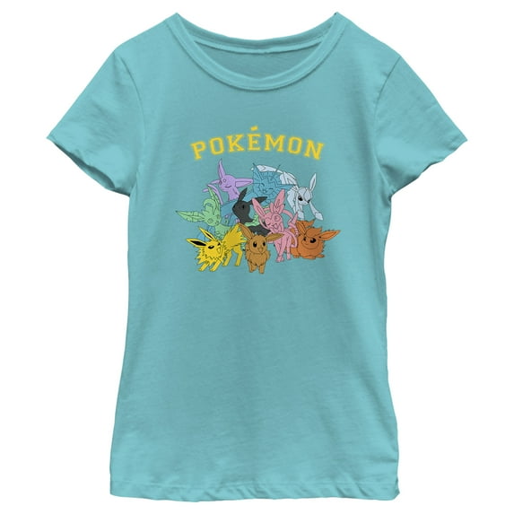 Girl's Pokemon Eeveelutions Graphic Tee Tahiti Blue Small