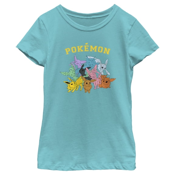 Girl's Pokemon Eeveelutions Graphic Tee Tahiti Blue X Large