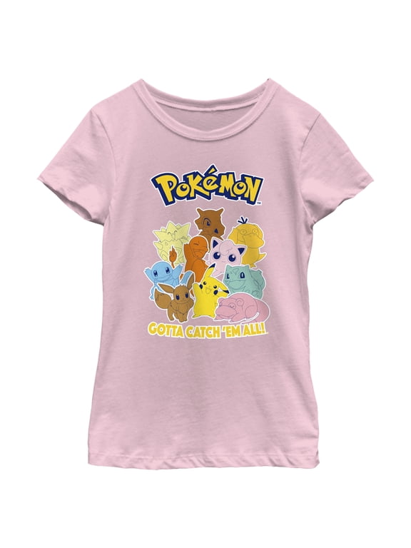 Girl's Pokemon Gotta Catch 'Em All Group Graphic Tee Light Pink Medium
