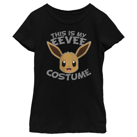 Girl's Pokemon Halloween This is my Eevee Costume  Graphic Tee Black Large