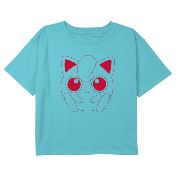 Girl's Pokemon Jigglypuff Portrait Graphic Cropped T-Shirt Blue Medium