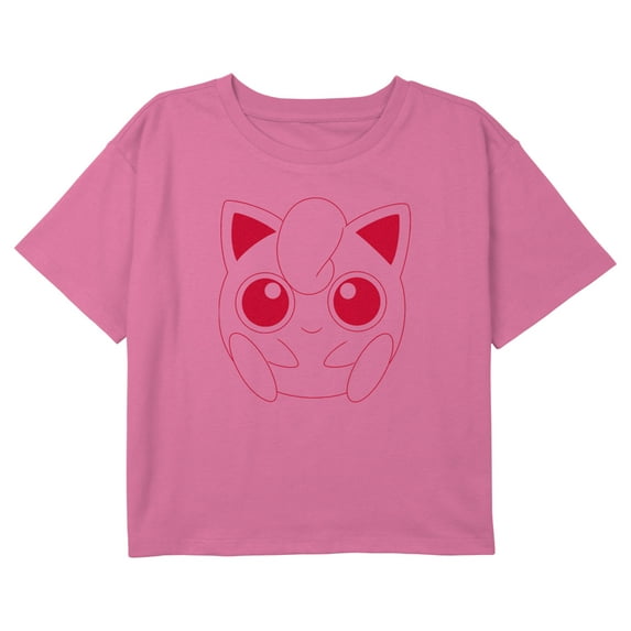 Girl's Pokemon Jigglypuff Portrait Graphic Cropped T-Shirt Light Pink Small