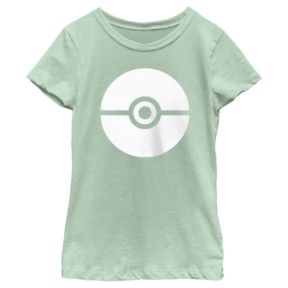 Girl's Pokemon Large Poke Ball Graphic Tee Mint Large