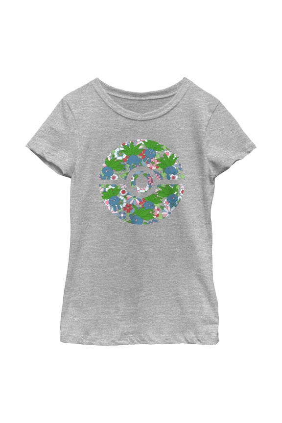 Girl's Pokemon Oddish Pokeball Graphic Tee Athletic Heather Medium
