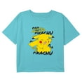 thumbnail image 1 of Girl's Pokemon Pikachu Pika Pika Laughing Graphic Cropped T-Shirt Blue Large, 1 of 3