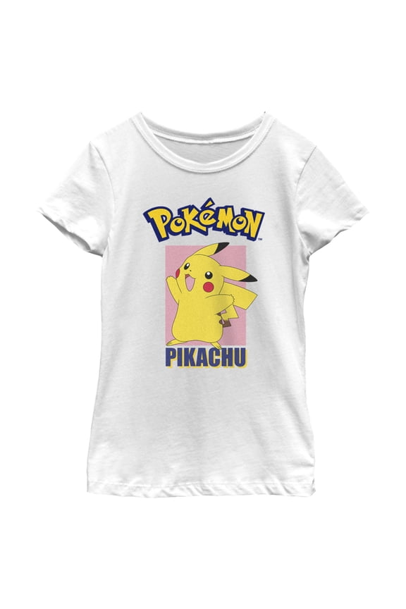 Girl's Pokemon Pikachu Portrait Graphic Tee White Medium