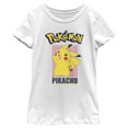 thumbnail image 1 of Girl's Pokemon Pikachu Portrait Graphic Tee White Large, 1 of 4