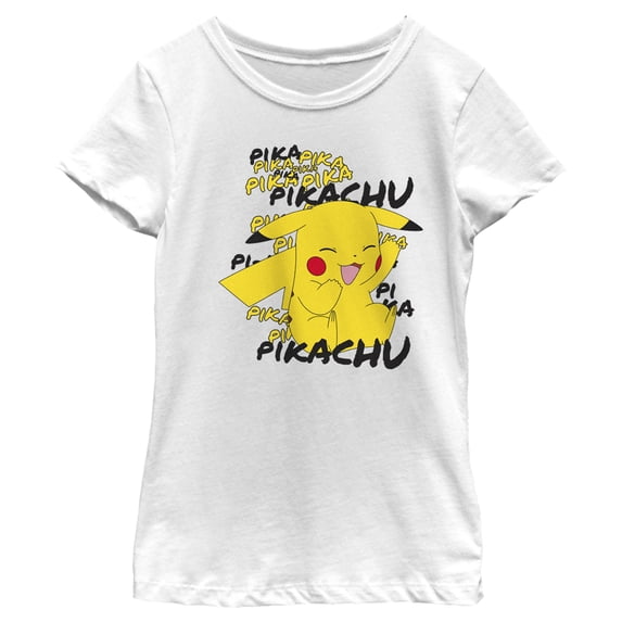 Girl's Pokemon Pikachu Laughing Graphic Tee White Large