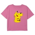 thumbnail image 1 of Girl's Pokemon Pikachu Sitting Portrait Graphic Cropped T-Shirt Light Pink X Small, 1 of 3