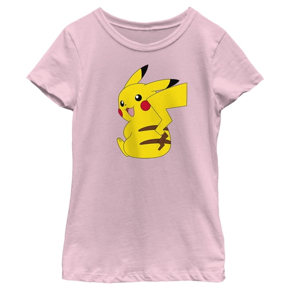 Girl's Pokemon Pikachu Sitting Portrait Graphic Tee Light Pink Large