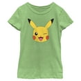 thumbnail image 1 of Girl's Pokemon Pikachu Wink Face  Graphic Tee Green Apple X Large, 1 of 4