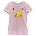 thumbnail image 1 of Girl's Pokemon Pikachu Wink Face  Graphic Tee Light Pink Medium, 1 of 4