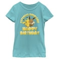 thumbnail image 1 of Girl's Pokemon Pikachu and Eevee Cuteness Overload Happy Birthday  Graphic Tee Tahiti Blue X Large, 1 of 4